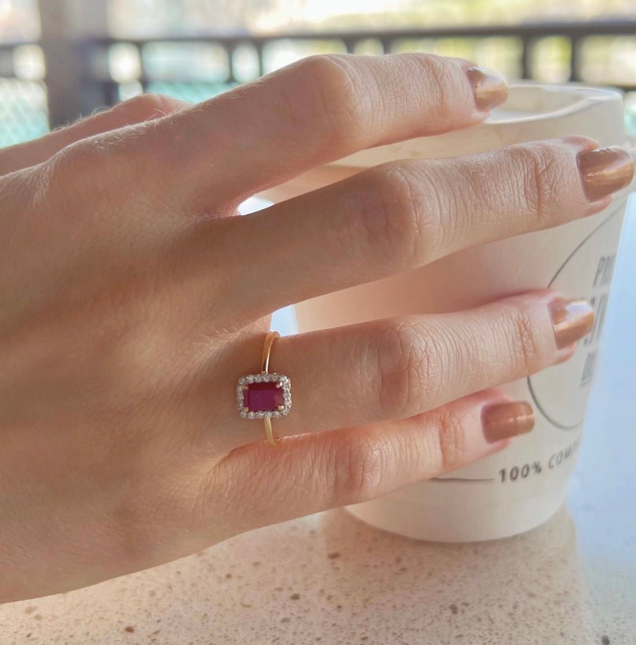 Annie Ring in Diamond and Ruby - 18k Gold - Ly