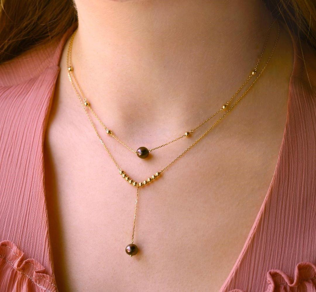 Ara Necklace in Black Pearl - 18k Gold - Ly