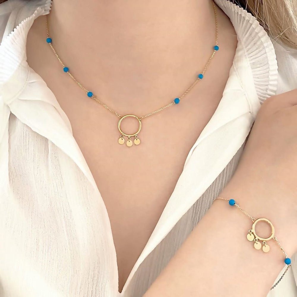 Azure Necklace in Turquoise - 18k Gold - Ly