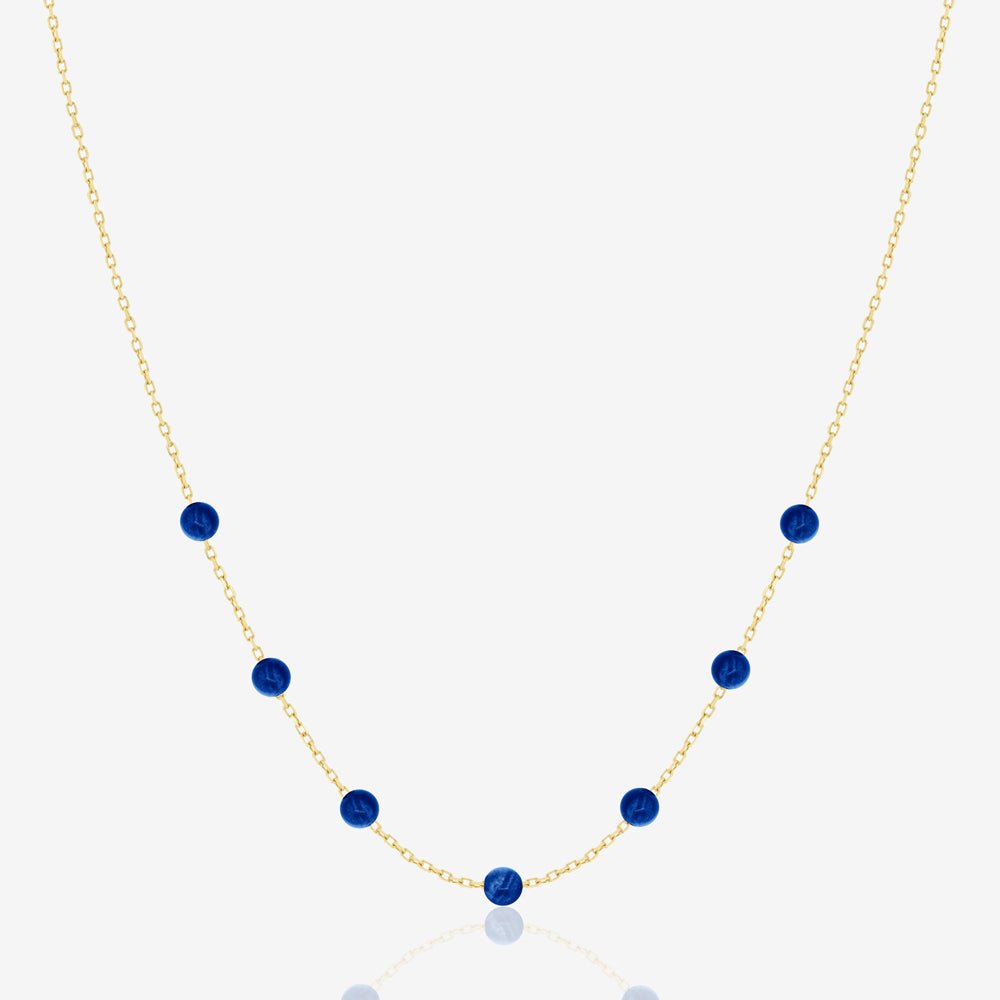 Beaded Necklace in Lapis Lazuli - 18k Gold - Ly