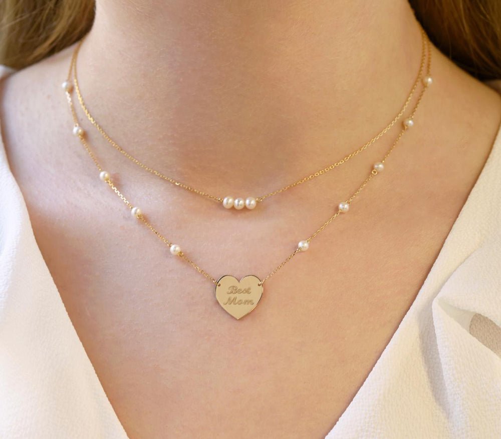 Best Mom Necklace in Freshwater Pearl - 18k Gold - Ly