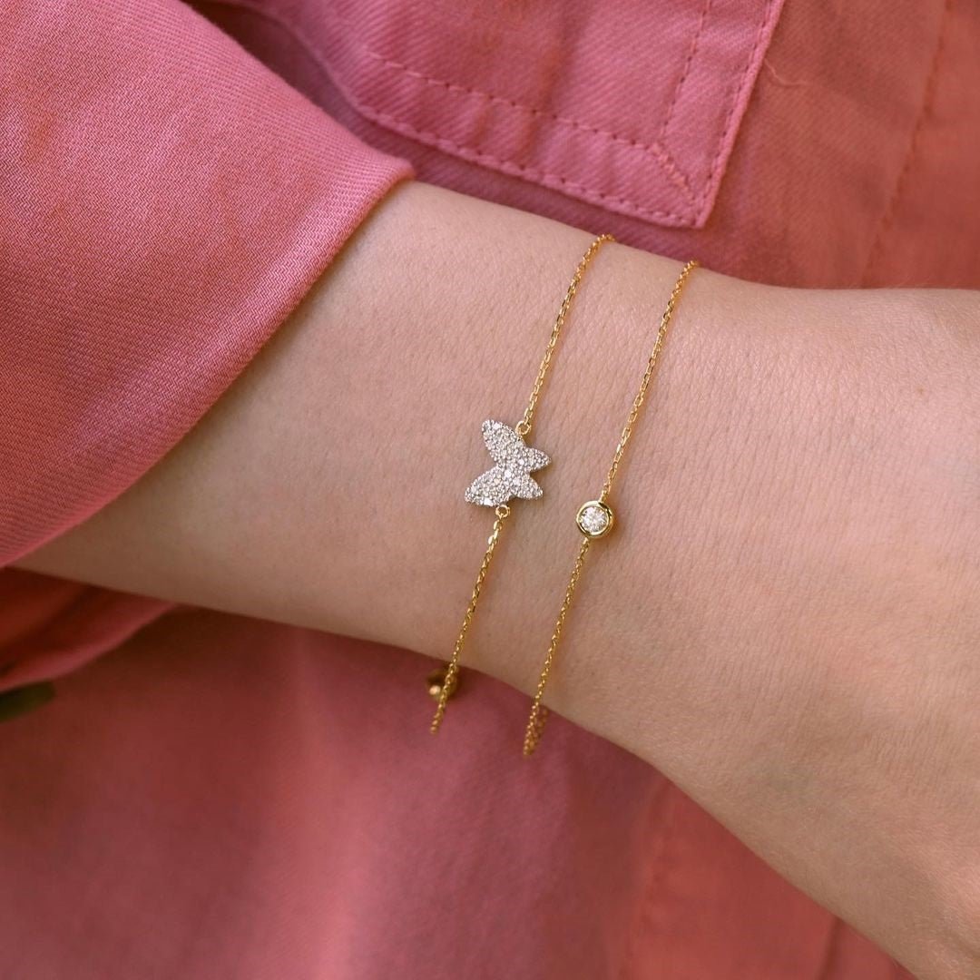 Butterfly Bracelet in Diamond - 18k Gold - Ly
