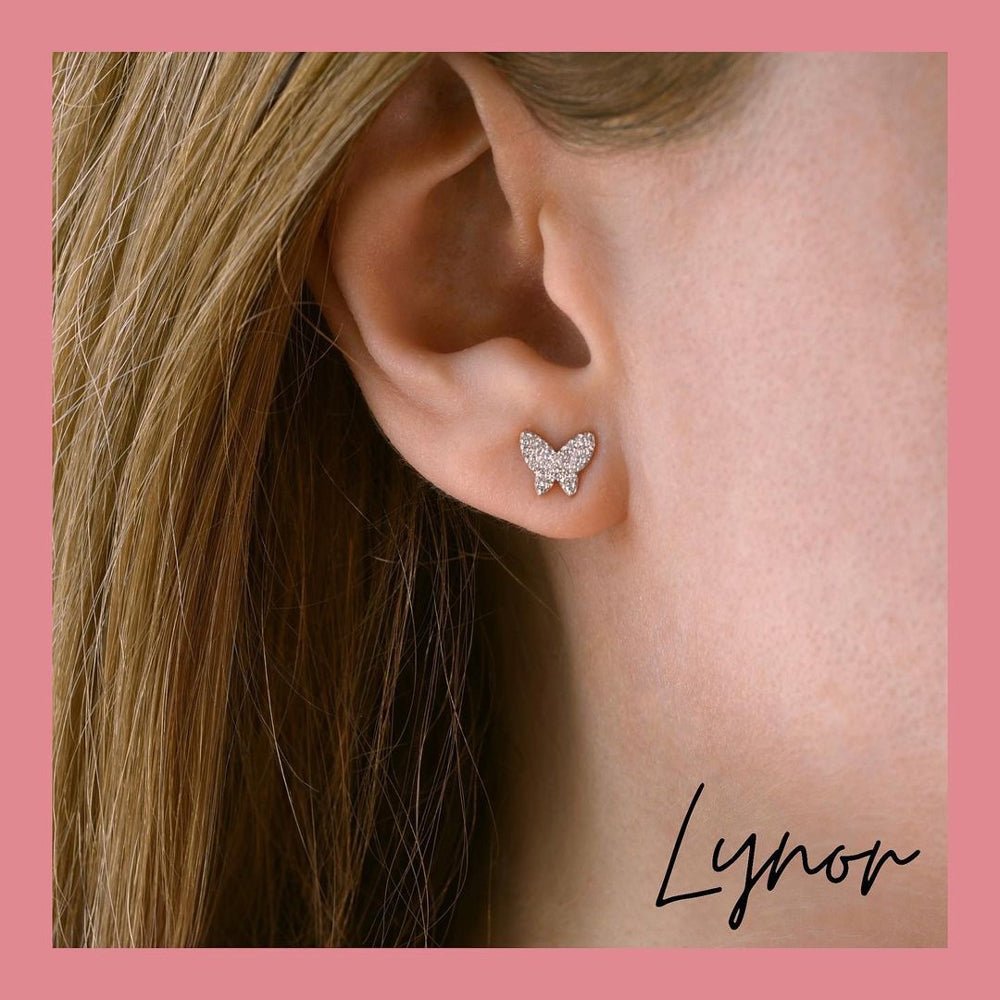 Butterfly Stud Earrings in Diamond - 18k Gold - Ly