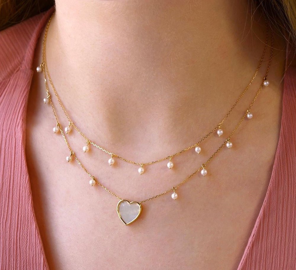 Ciana Heart Necklace in Pearl - 18k Gold - Ly