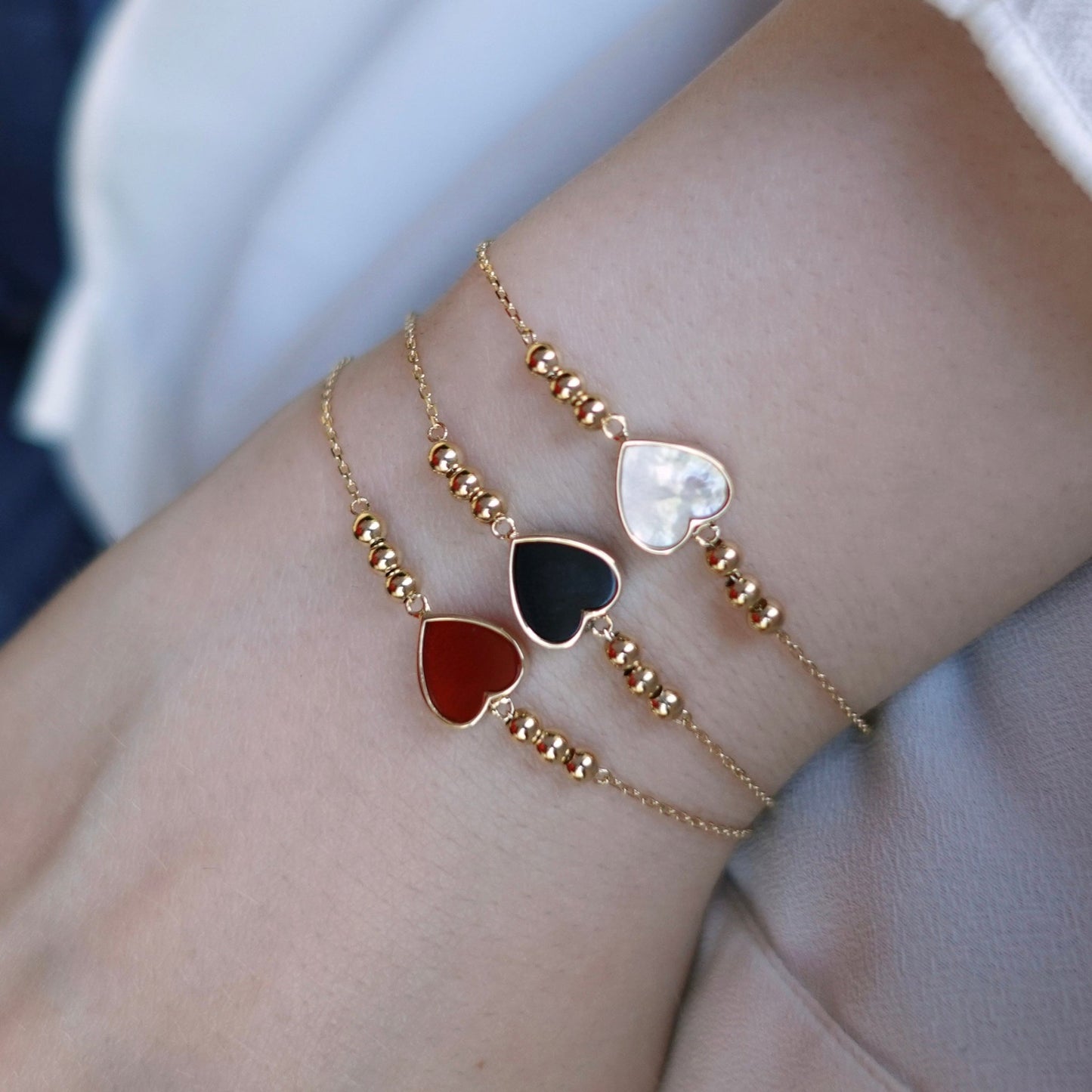 Cora Beaded Bracelet in Black Onyx - 18k Gold - Lynor