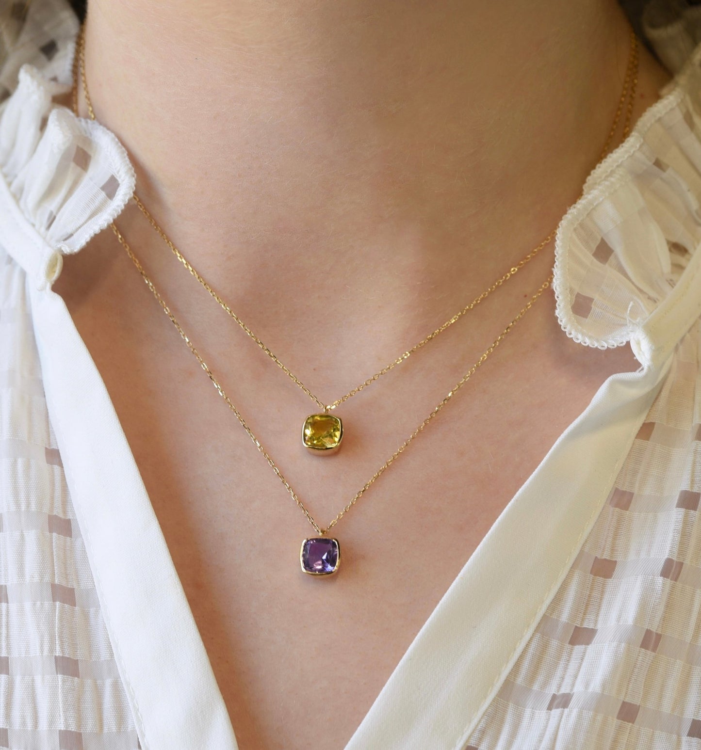 Cushion Necklace in Citrine - 18k Gold - Lynor