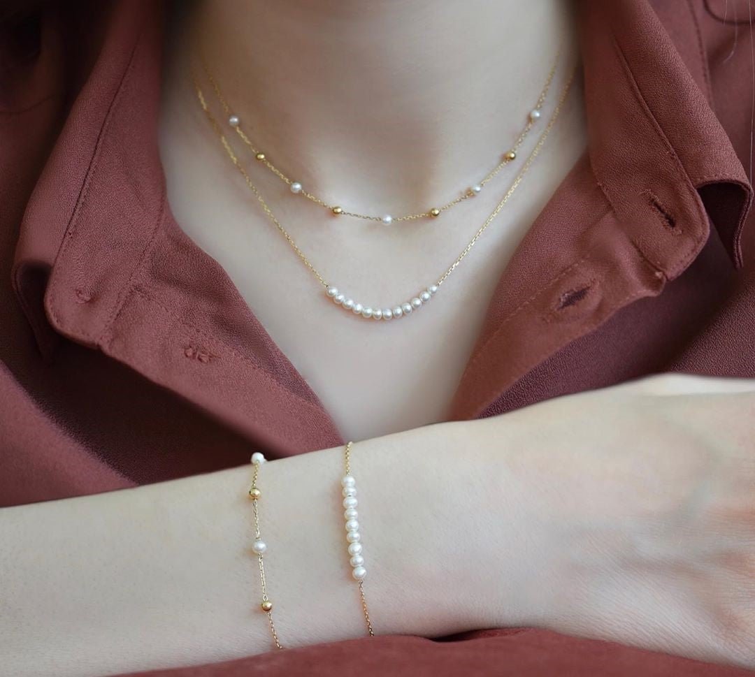 Dainty Pearl Bracelet - 18k Gold - Ly