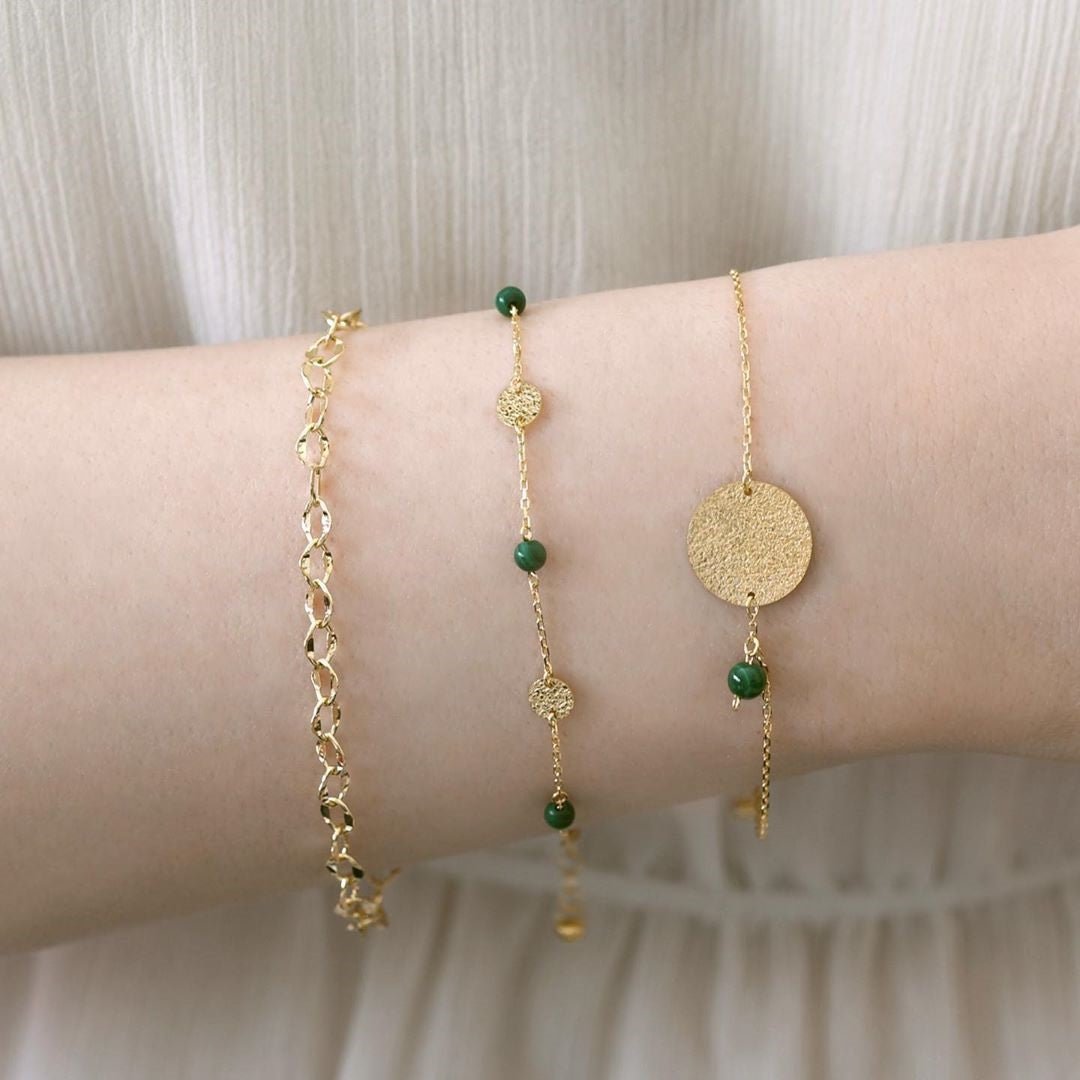 Daria Bracelet in Green Malachite - 18k Gold - Ly
