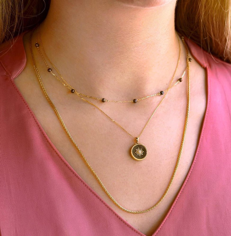 Dotted Black Pearl Necklace - 18k Gold - Ly