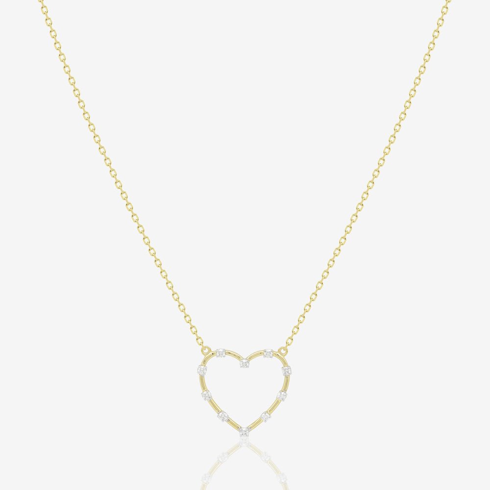 Dotted Diamond Heart Necklace - 18k Gold - Ly