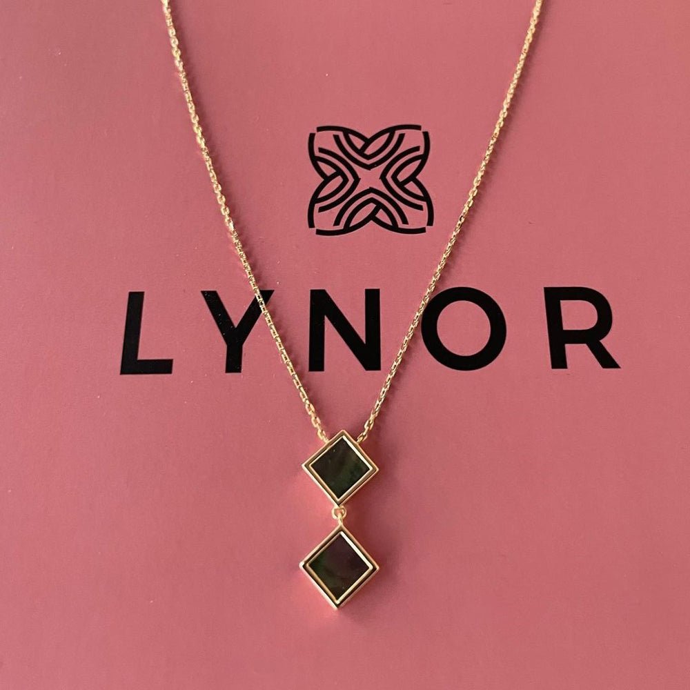 Double Rhombus Necklace in Black Mother of Pearl - 18k Gold - Ly