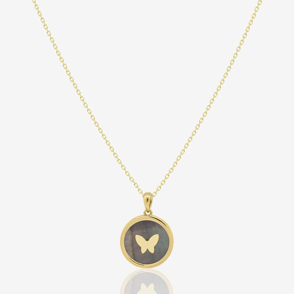 Esta Butterfly Necklace in Black Mother of Pearl - 18k Gold - Ly