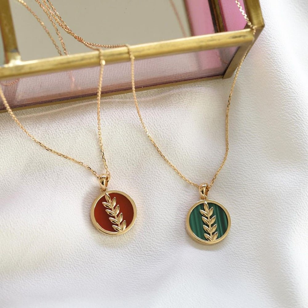 Fortuna Necklace in Green Malachite - 18k Gold - Ly