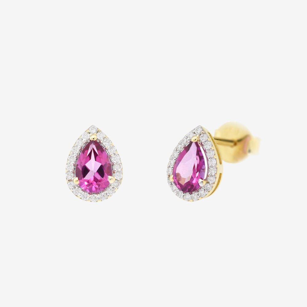 Garda Earrings in Diamond and Pink Topaz - 18k Gold - Ly