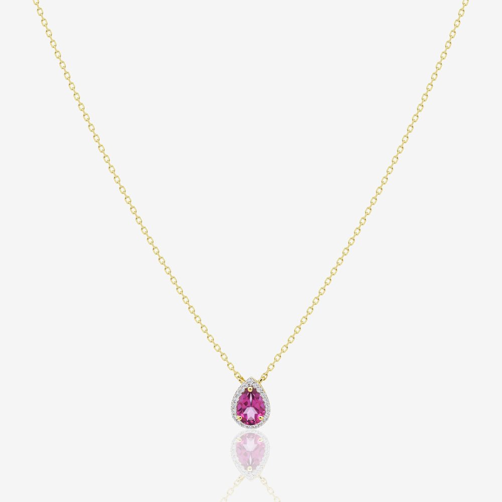 Garda Necklace in Diamond and Pink Topaz - 18k Gold - Ly