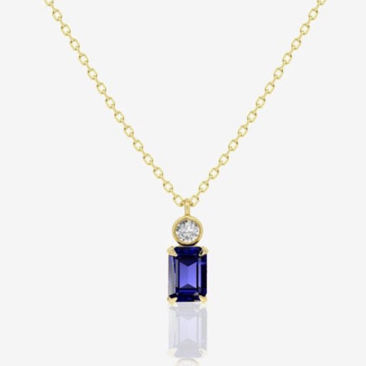 Gemma Necklace in Diamond and Sapphire - 18k Gold - Ly