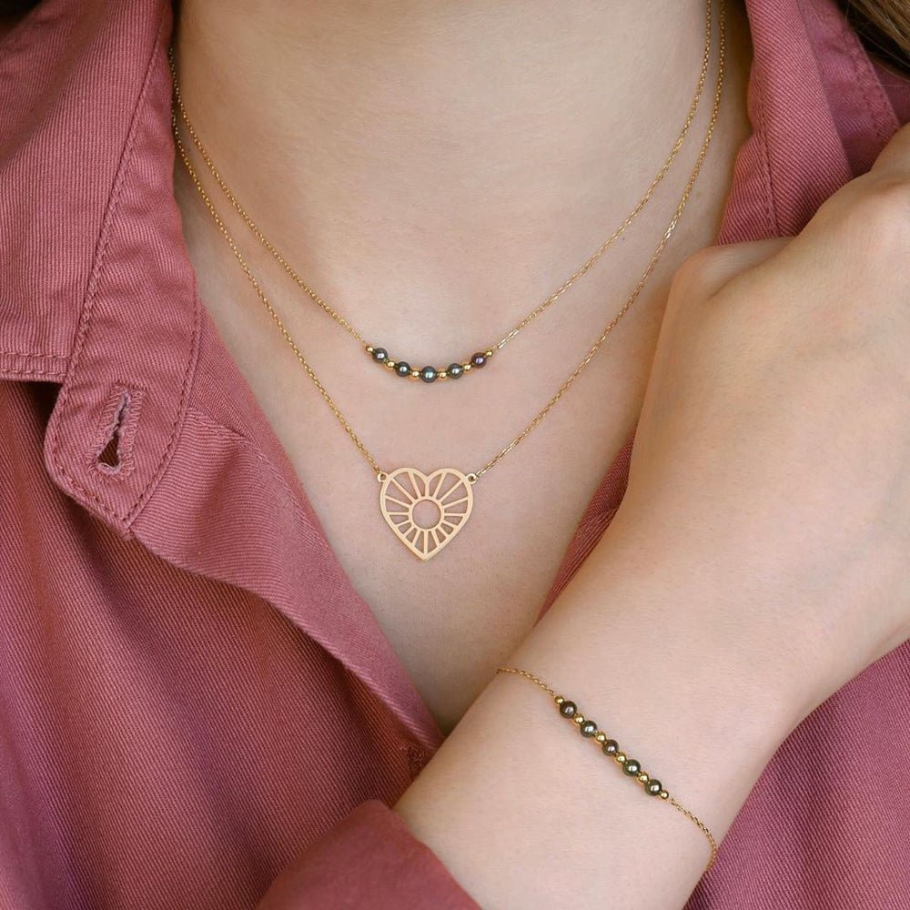 Gleaming Heart Necklace - 18k Gold - Ly
