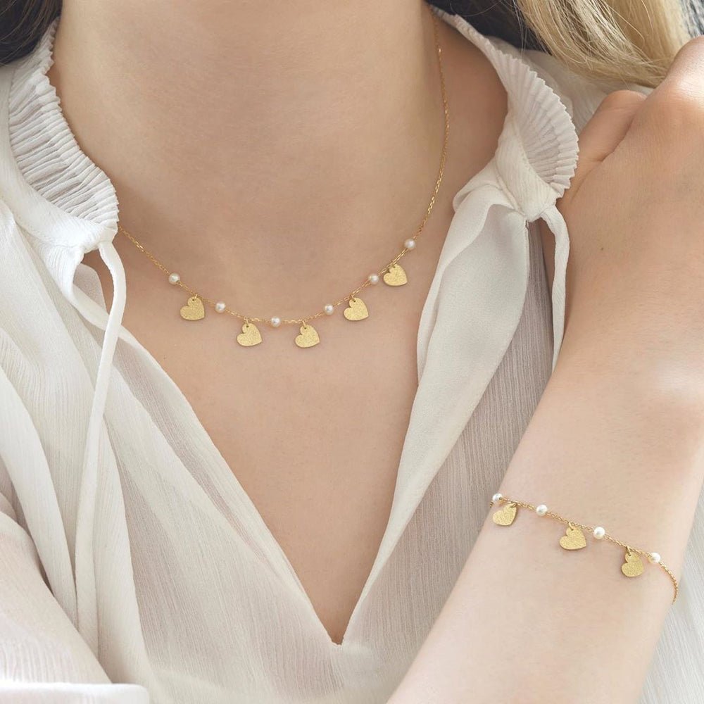 Glittering Hearts Bracelet - 18k Gold - Ly