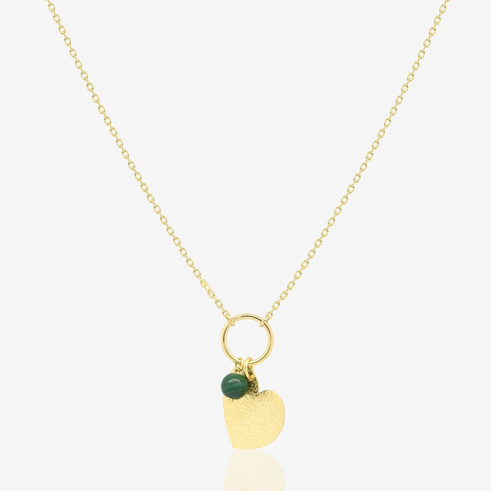 Heart Lock Necklace in Malachite - 18k Gold - Ly
