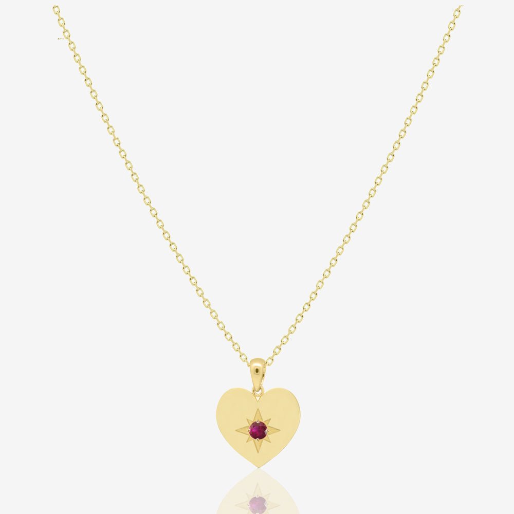 Heart Necklace in Ruby - 18k Gold - Ly
