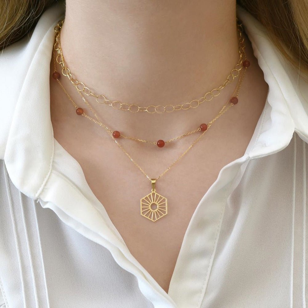 Hexa Sun Necklace - 18k Gold - Ly