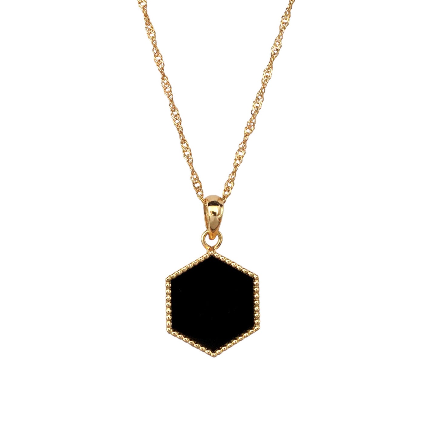 Hexa Twist Necklace in Black Onyx - 18k Gold - Lynor
