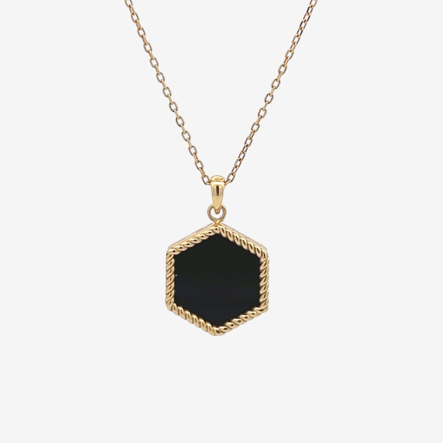 Hexa Twist Necklace in Black Onyx - 18k Gold - Lynor