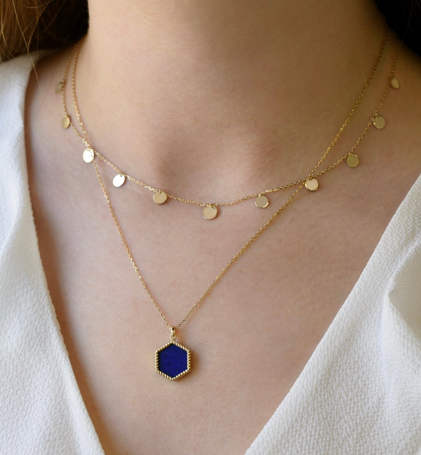 Hexa Twist Necklace in Lapis Lazuli - 18k Gold - Lynor