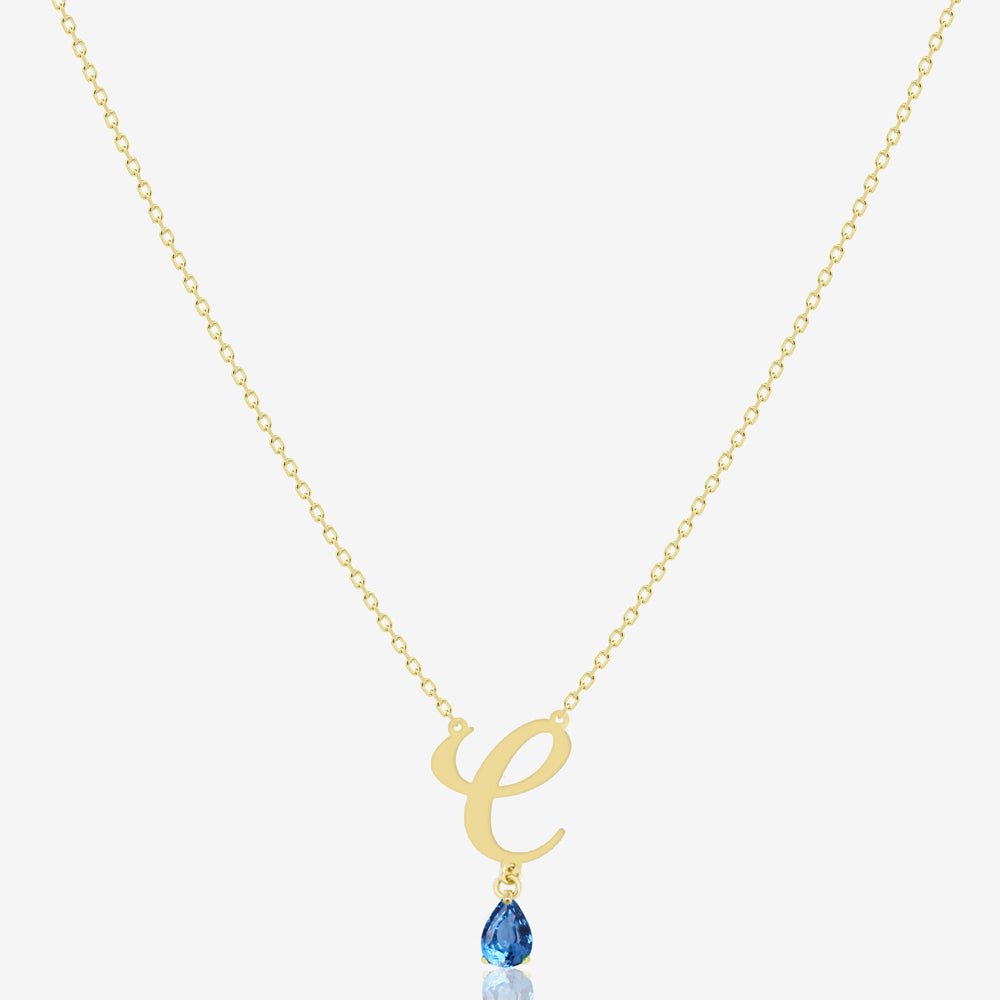 Initial Necklace in Topaz - 18k Gold - Ly