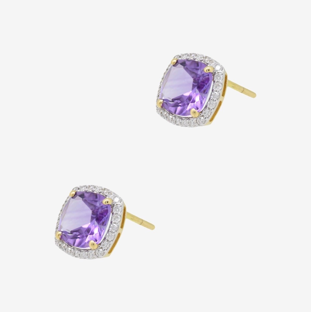 Iris Earrings in Diamond and Amethyst - 18k Gold - Ly