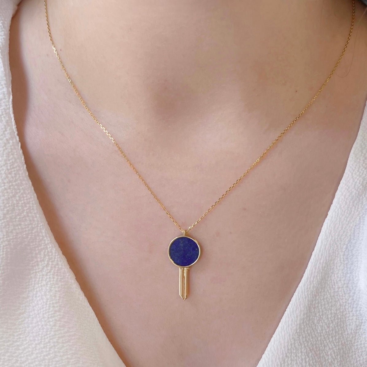 Key Necklace in Green Malachite - 18k Gold - Ly