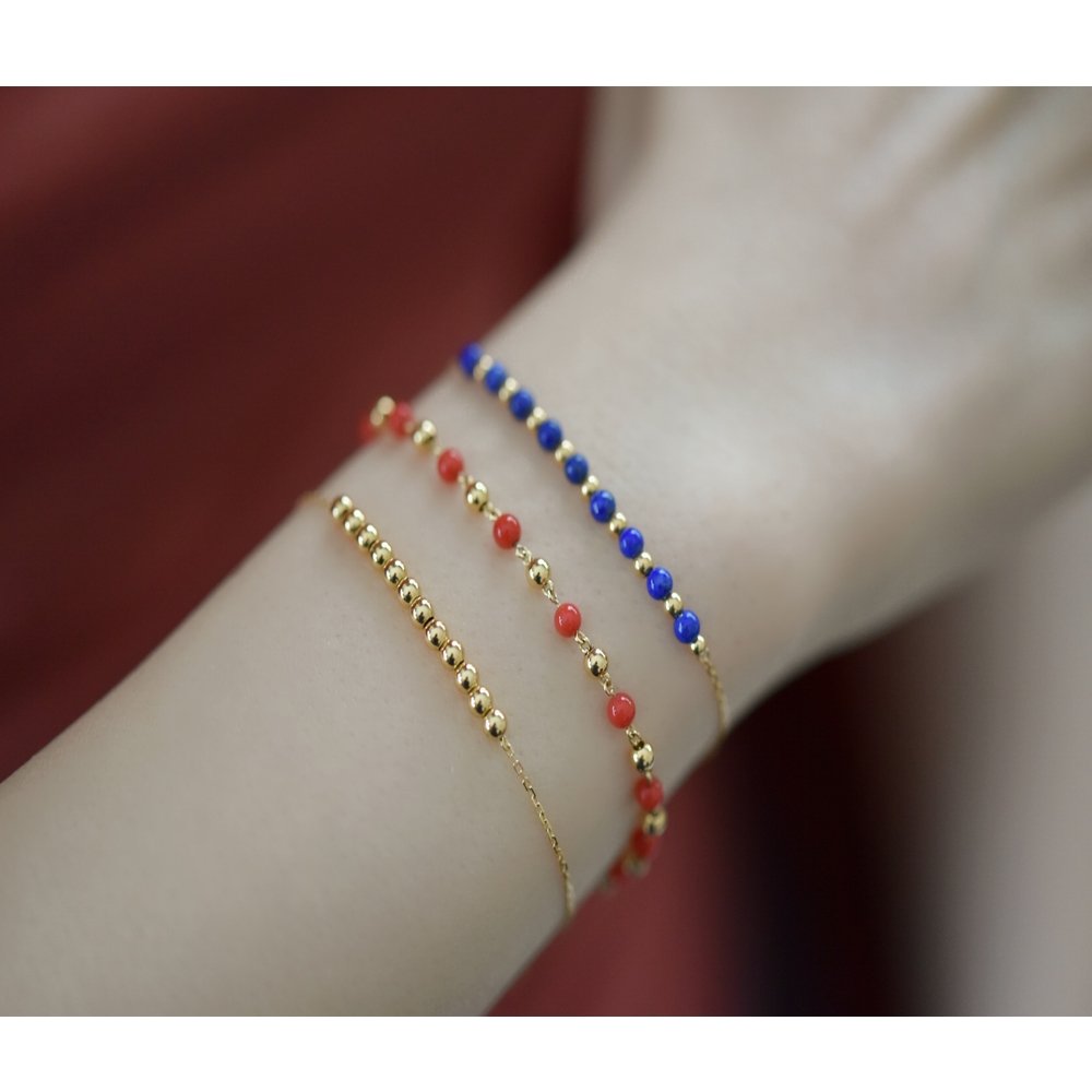 Lapiz Lazuli Beaded Bracelet - 18k Gold - Ly