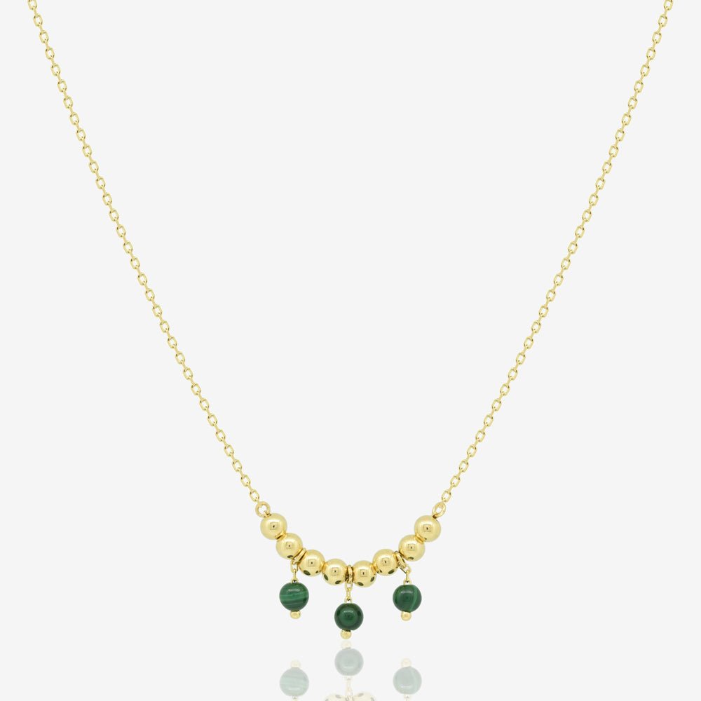 Leros Necklace in Green Malachite - 18k Gold - Ly