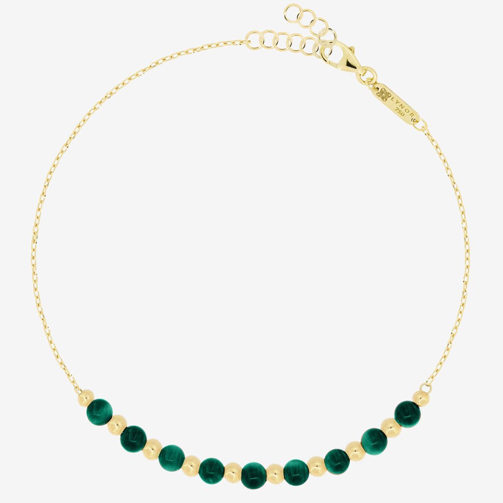 Malachite Beaded Bracelet - 18k Gold - Ly