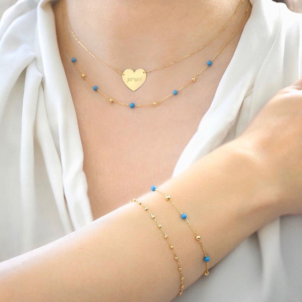 Margo Bracelet in Turquoise Beads - 18k Gold - Ly