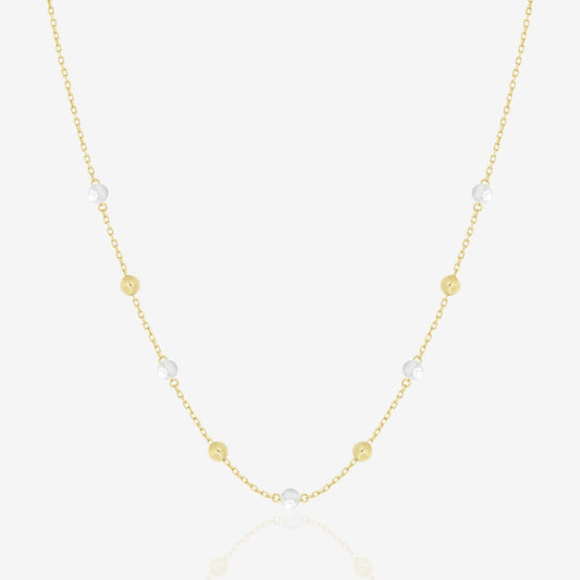 Margo Pearl and Gold Beads Necklace - 18k Gold - Ly