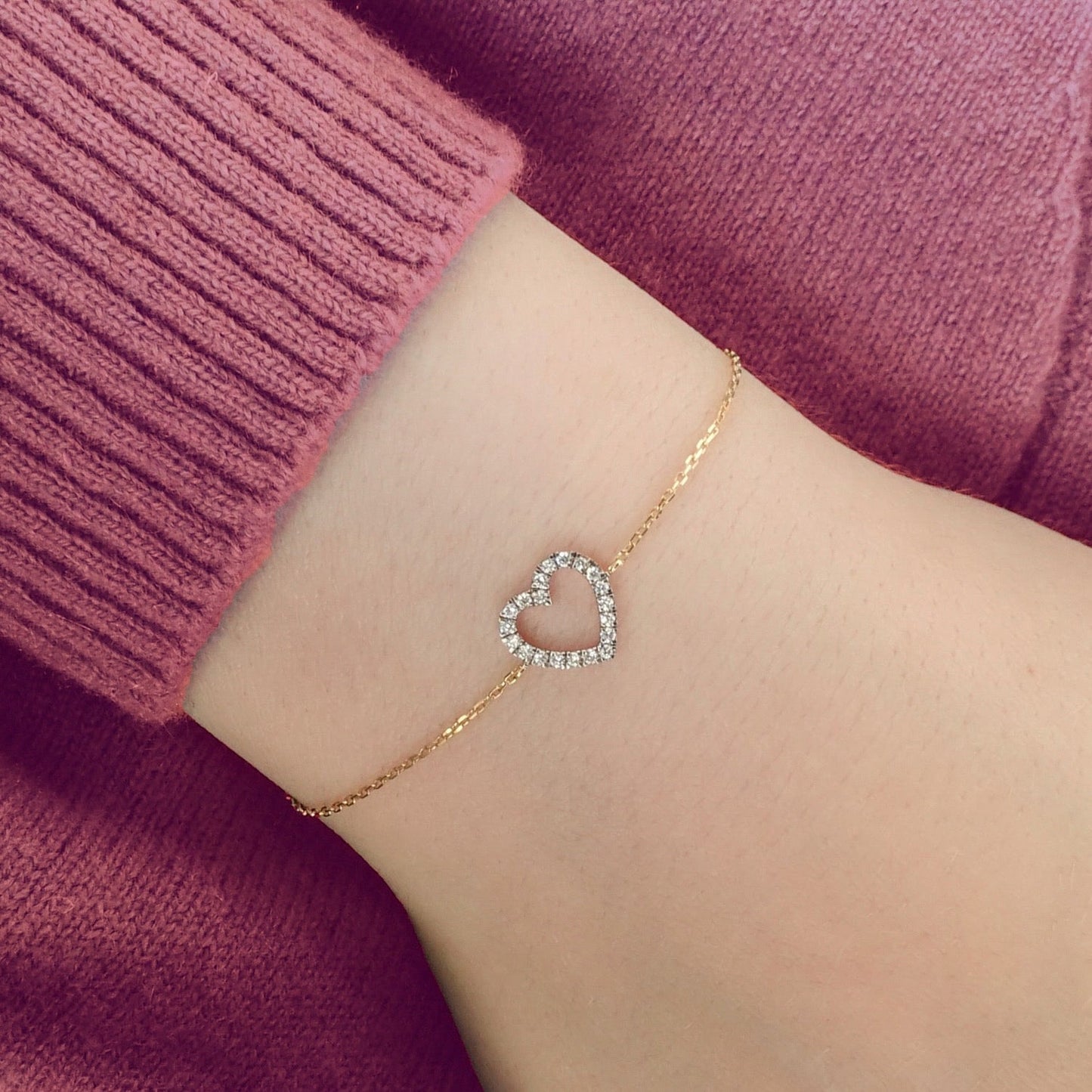 Mariel Heart Bracelet in Diamond - 18k Gold - Lynor