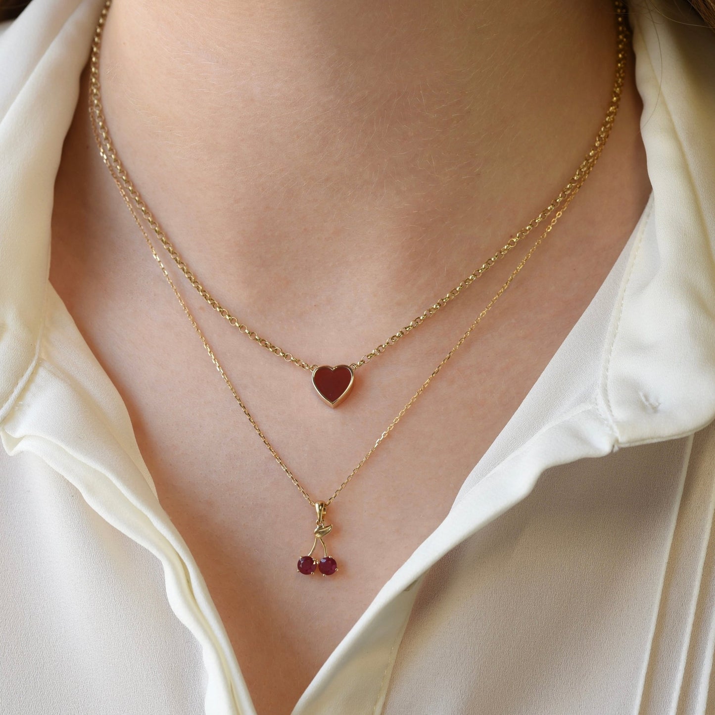 Mini Cora Necklace in Carnelian - 18k Gold - Lynor