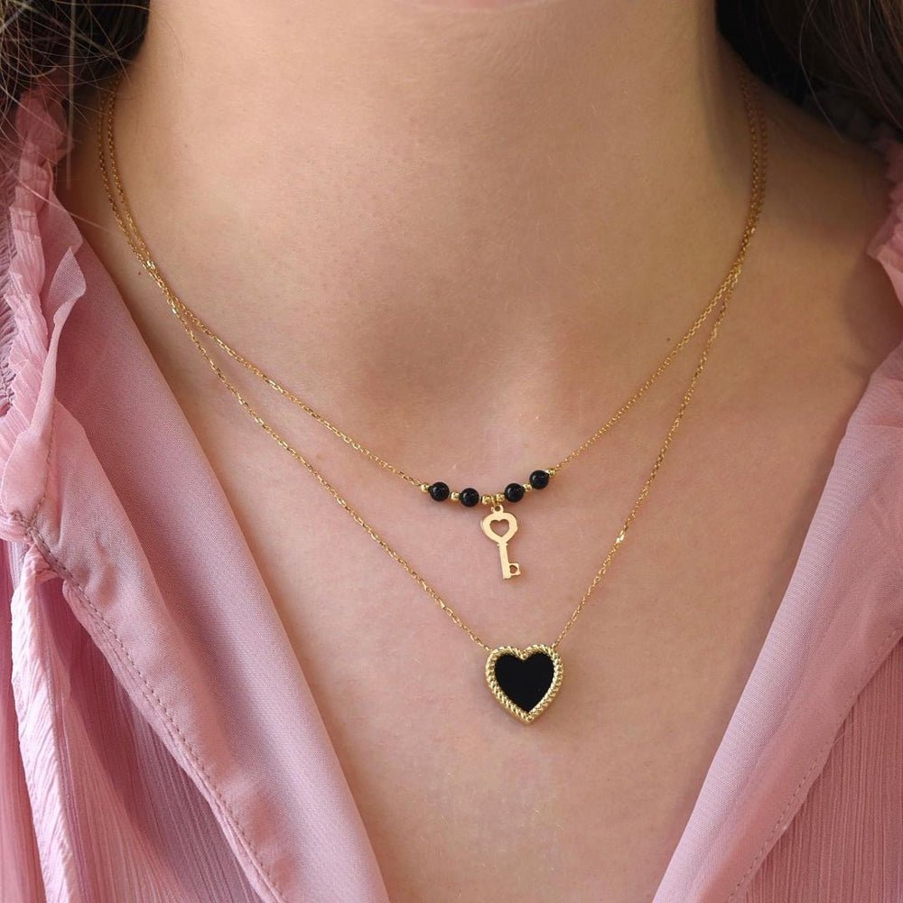 Mini Key Necklace in Lapis Lazuli - 18k Gold - Ly