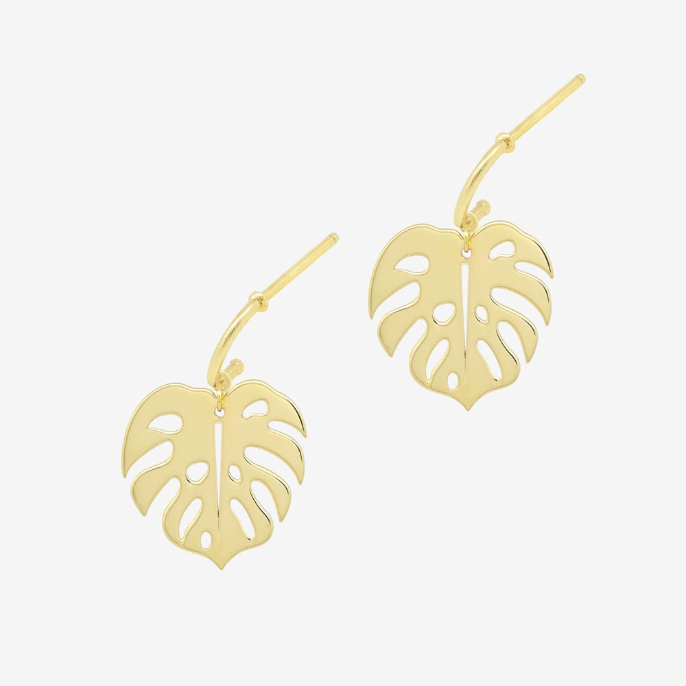 Monstera Drop Earrings - 18k Gold - Ly