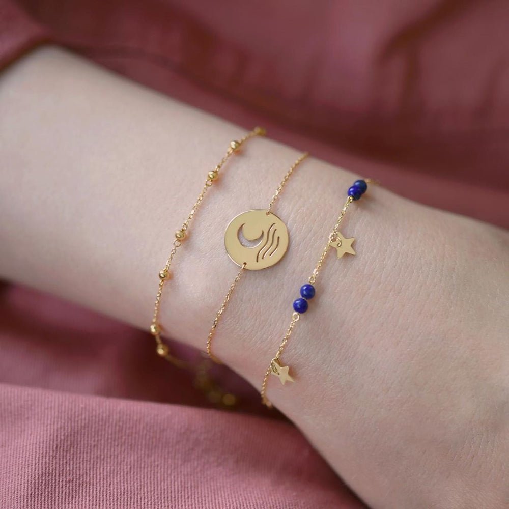 Moon and Sea Coin Necklace - 18k Gold - Ly