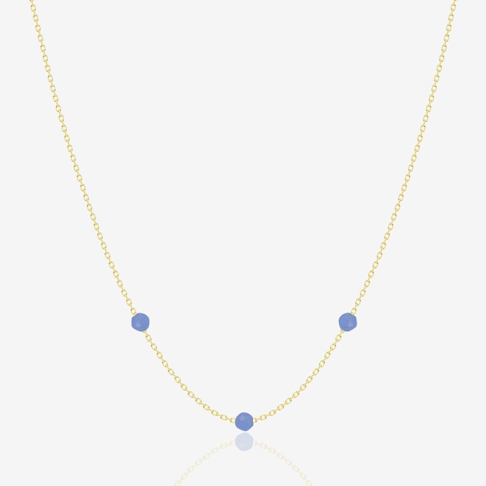 Necklace in Blue Agate - 18k Gold - Ly