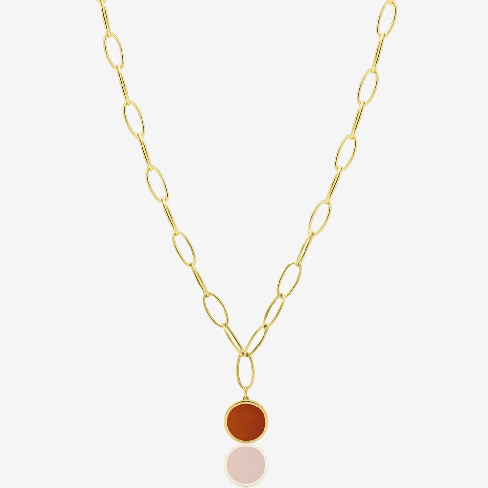 Oval Links Necklace in Red Carnelian - 18k Gold - Ly