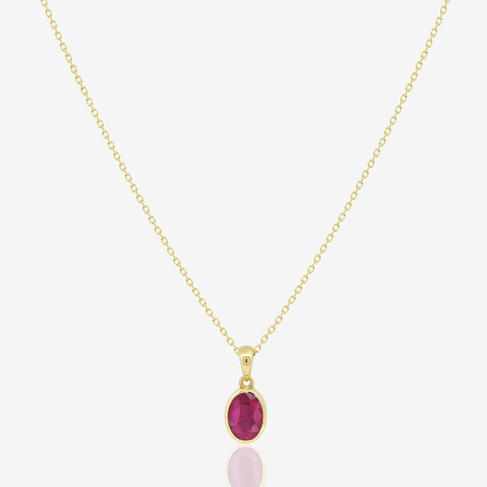 Oval Necklace in Ruby - 18k Gold - Ly