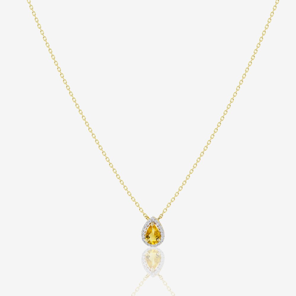 Pear Diamond Necklace in Citrine - 18k Gold - Ly