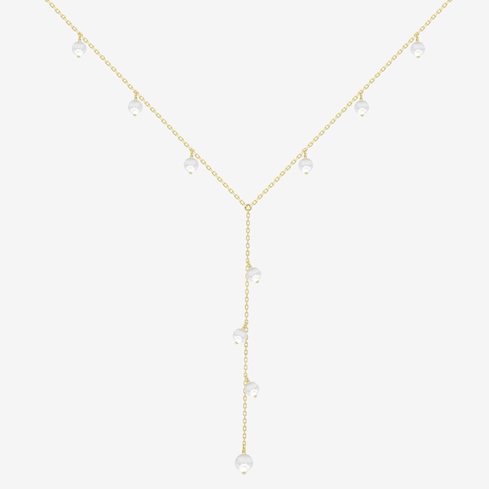 Pearl Lariat Necklace - 18k Gold - Ly