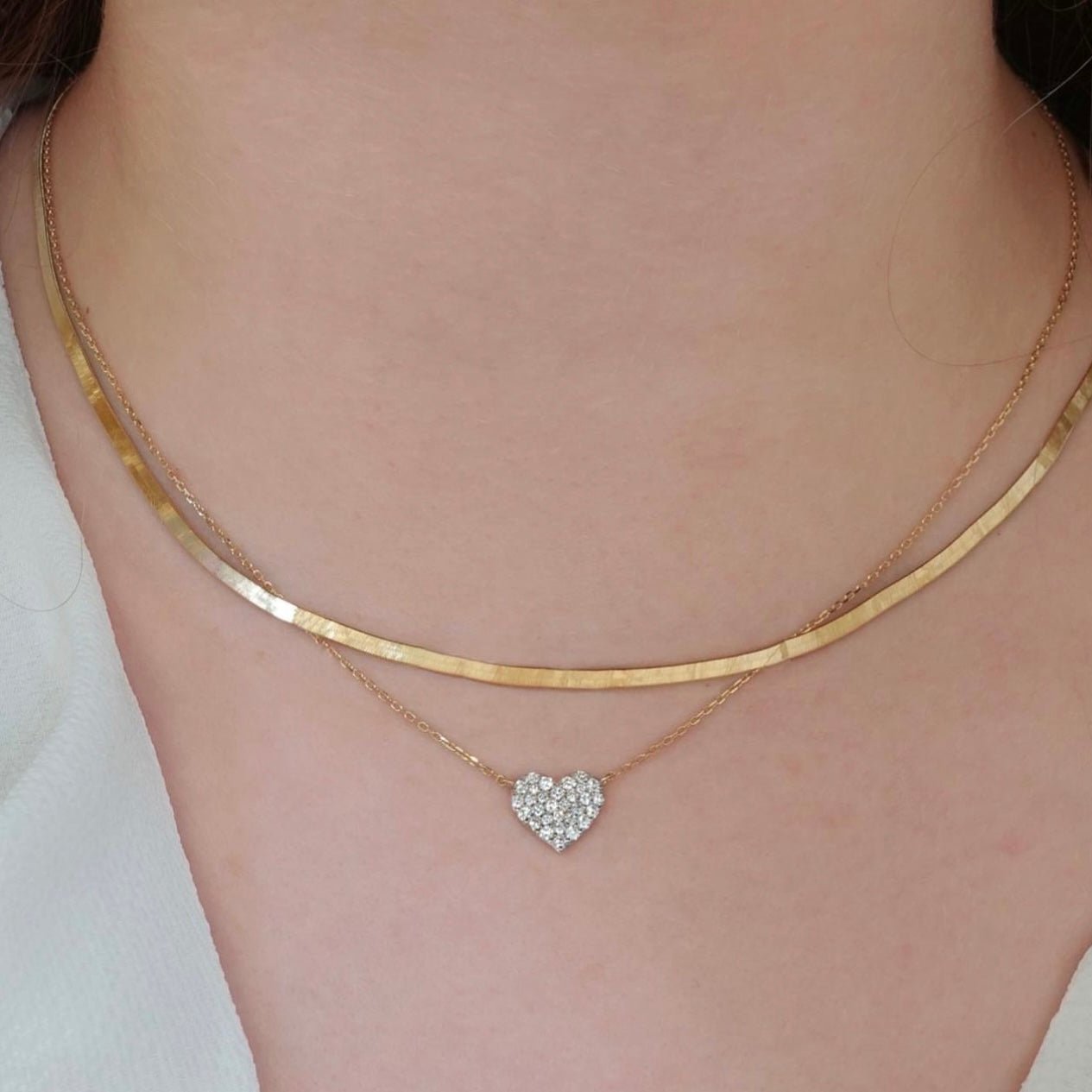 Phila Heart Necklace in Diamond - 18k Gold - Lynor