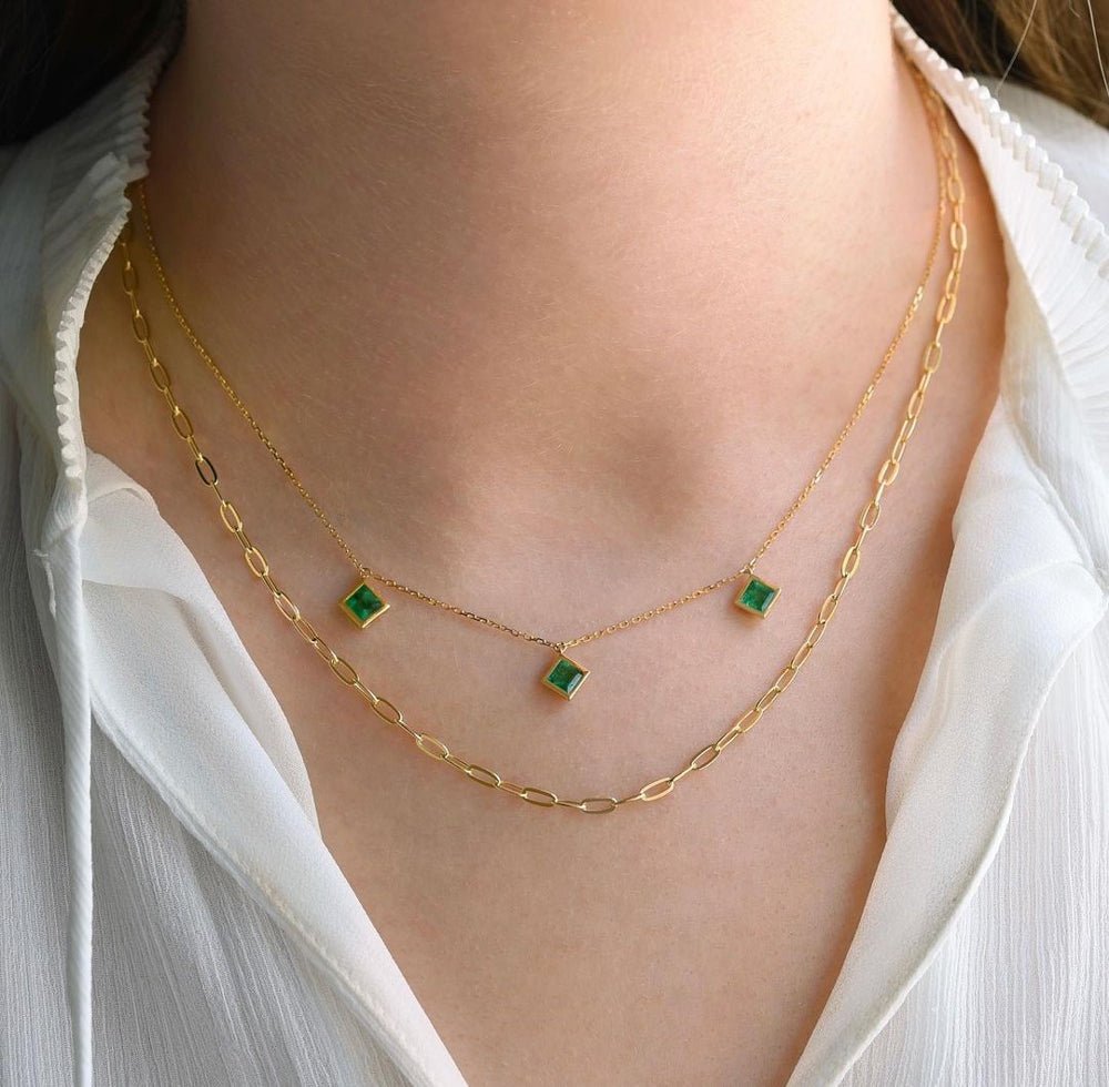 Princess Necklace in Emerald - 18k Gold - Ly
