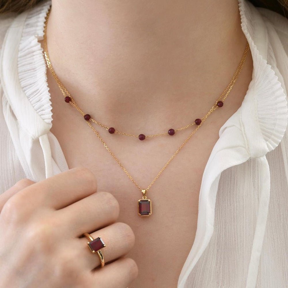 Red Carnelian Necklace - 18k Gold - Ly