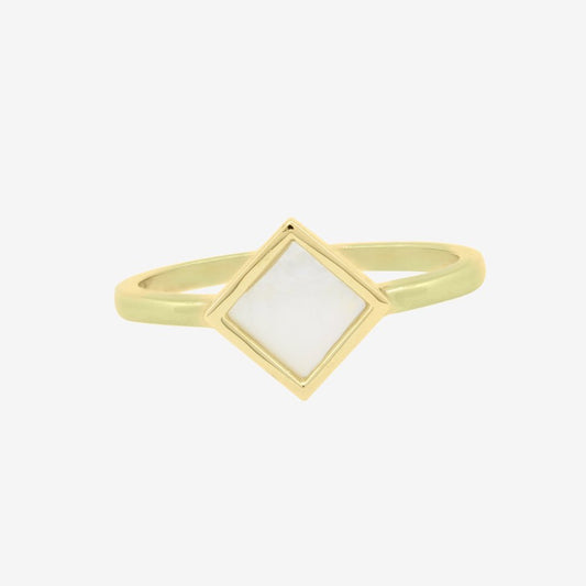 Rhombus Ring in Mother of Pearl - 18k Gold - Ly